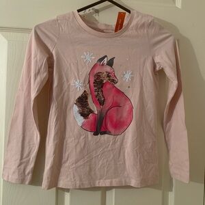 4/$20 Joe Fresh Light Pink Fox Long Sleeve Tee